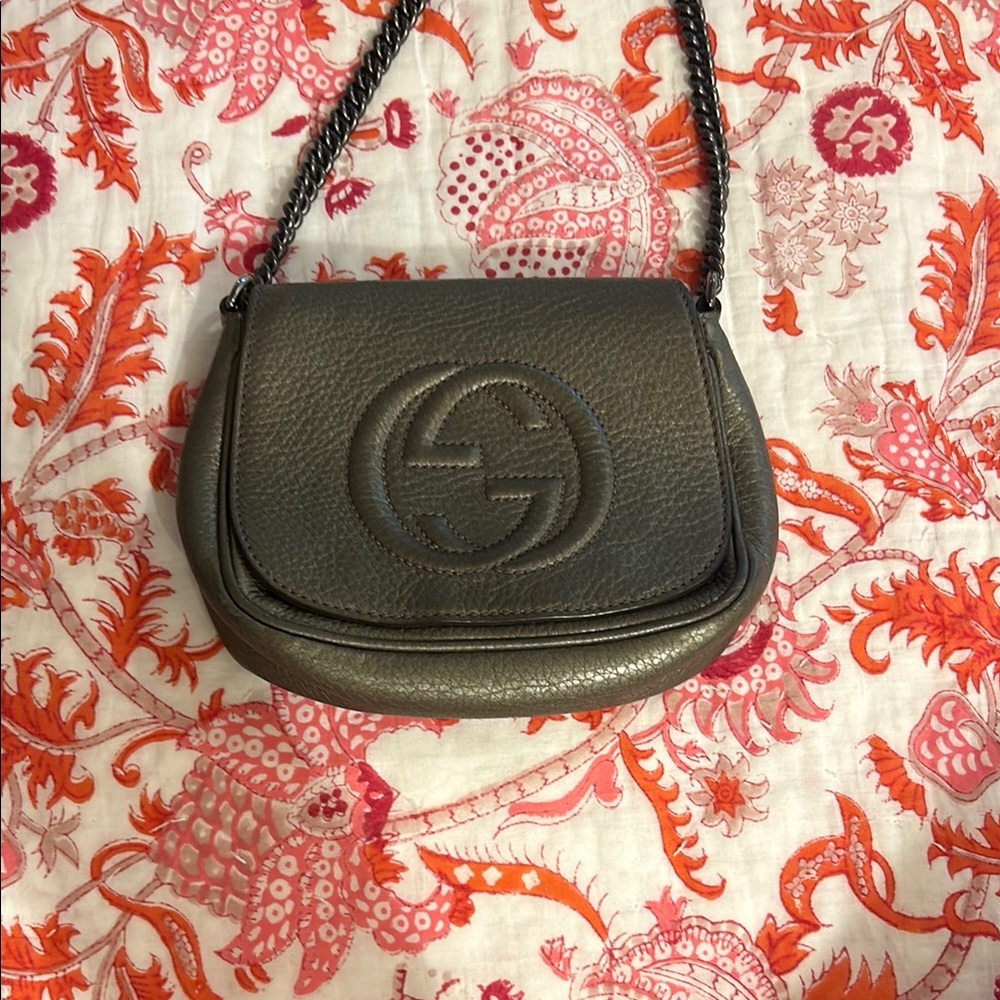 Gucci Gray Crossbody Bag with Iconic Logo